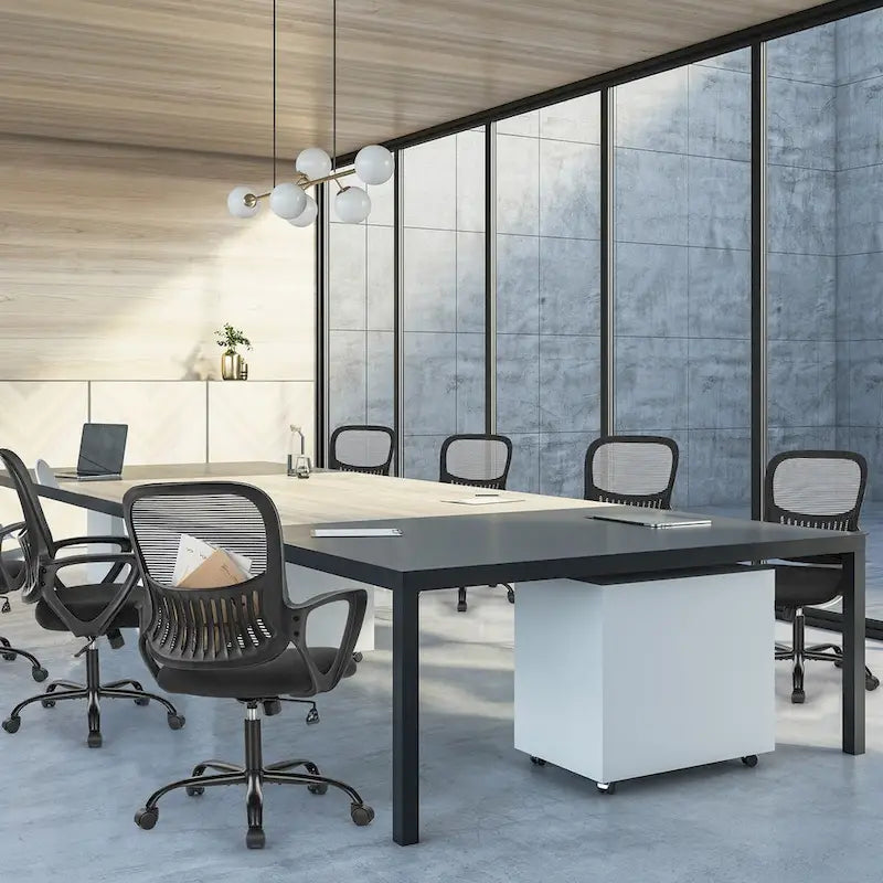 Ergonomiczne krzesło biurowe do domowego biurka, siatkowe z nieruchomymi podłokietnikami