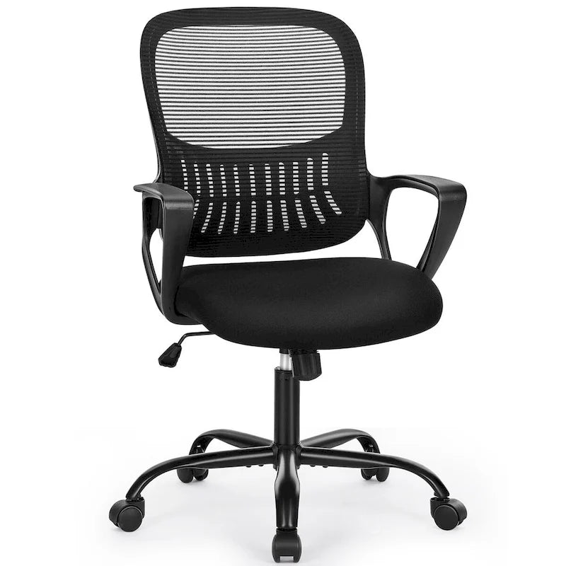 Ergonomiczne krzesło biurowe do domowego biurka, siatkowe z nieruchomymi podłokietnikami