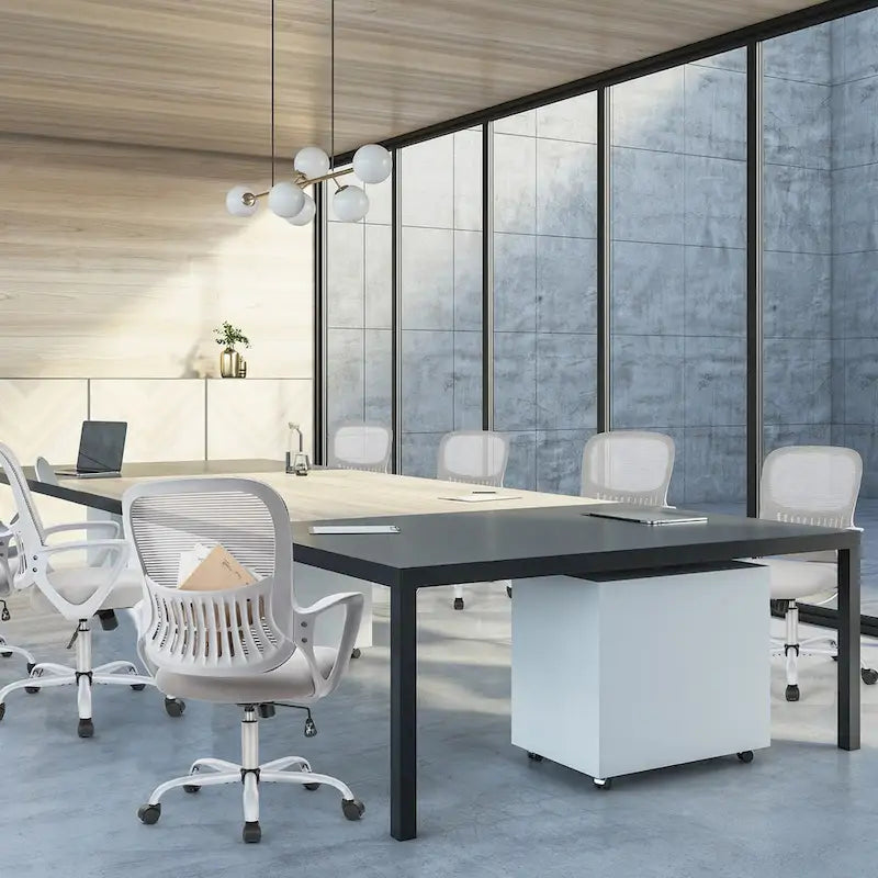 Ergonomiczne krzesło biurowe do domowego biurka, siatkowe z nieruchomymi podłokietnikami