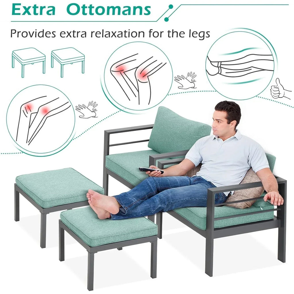 Ensemble de mobilier de terrasse en aluminium AECOJOY de 7 pièces, ensemble extérieur pour la conversation
