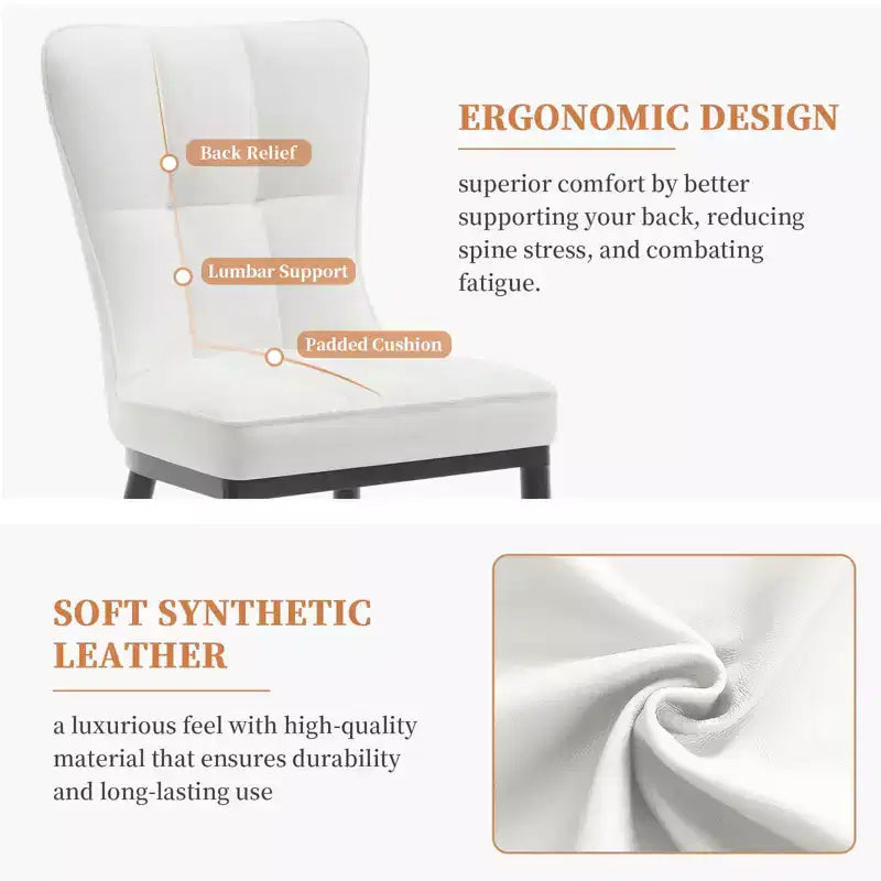 Bekrvio eetkamerstoelen, set van 6, moderne bekleding van imitatieleer met hoge rugleuning, metalen poten, armloze keukenstoelen voor woonkamer en eetkamer
