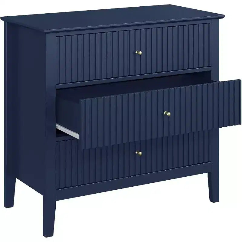 Cómoda Heynemo com 3 gavetas, mesa de cabeceira em madeira pintada com 30 polegadas de altura e arrumação, cómoda larga e moderna com corrediças de esferas
