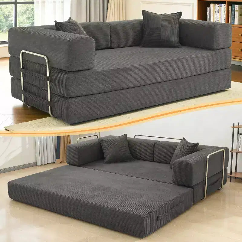 Dyonery 78-calowa rozkładana sofa, modułowa kanapa z sztruksu, 4 w 1, wielofunkcyjny mebel wypoczynkowy typu king-size.