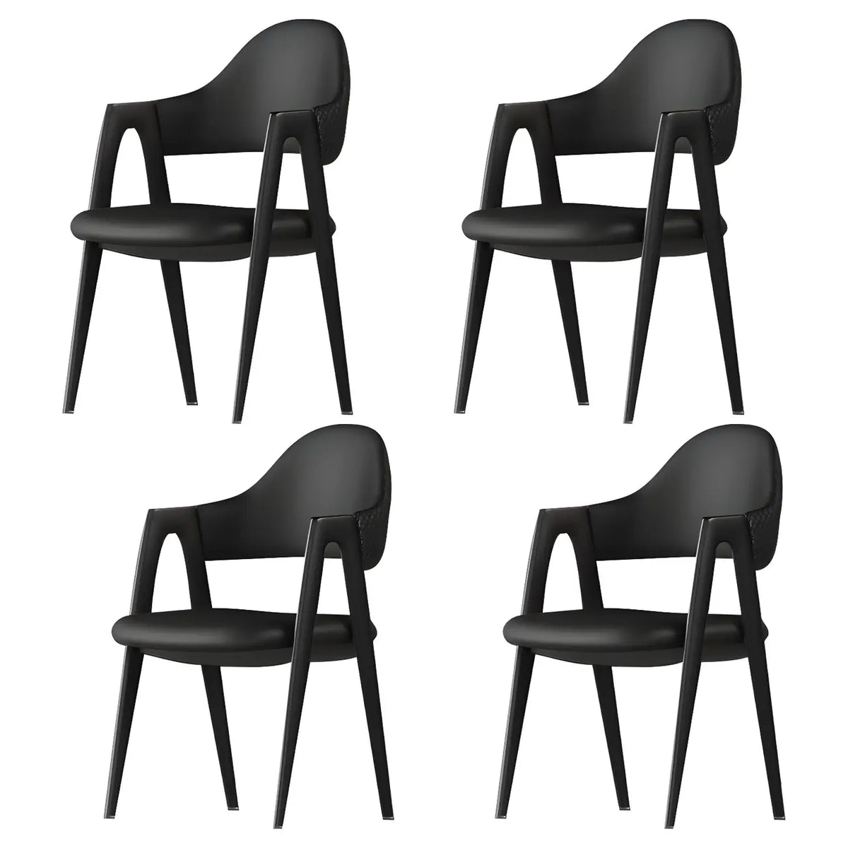 Chaise de salle à manger moderne en cuir, avec accoudoirs, dossier ouvert incurvé