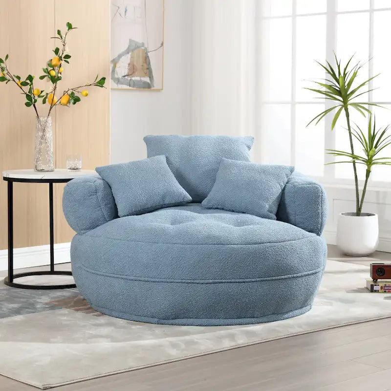 Round Lazy Sofa Chair ¨C White/Blue/Grey/Yellow/Orange/Rose Red/Navy/Green, Single & Couple Seat