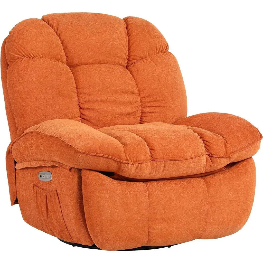XINMICS Swivel Power Recliner Chair, Massage Rocker Recliners with Heated ,USB, USB-C and Side Pocket