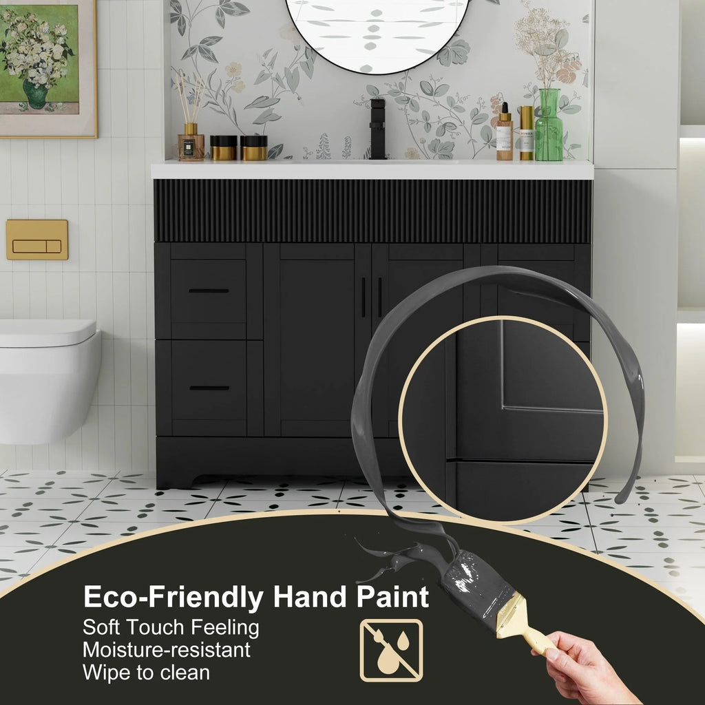 Conjunto de móvel de casa de banho Wavy Line 30/36/48 com lavatório e torneira