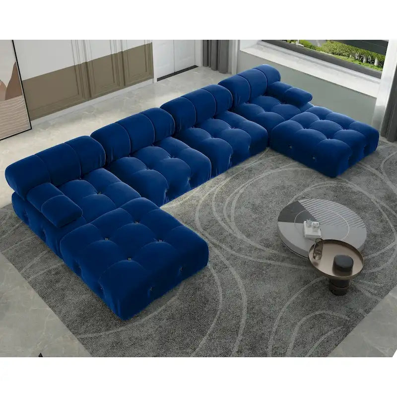 138 Modułowa sofa narożna z funkcją spania, minimalistyczna sofa w kształcie litery U wykonana z weluru