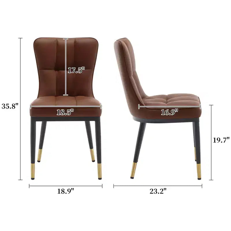 Bekrvio eetkamerstoelen, set van 6, moderne bekleding van imitatieleer met hoge rugleuning, metalen poten, armloze keukenstoelen voor woonkamer en eetkamer