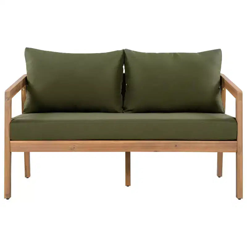 Ensemble de sièges d’extérieur moderne Christopher Knight Home Sunny 5 pièces en acacia, avec table rectangulaire à lattes et 7 places
