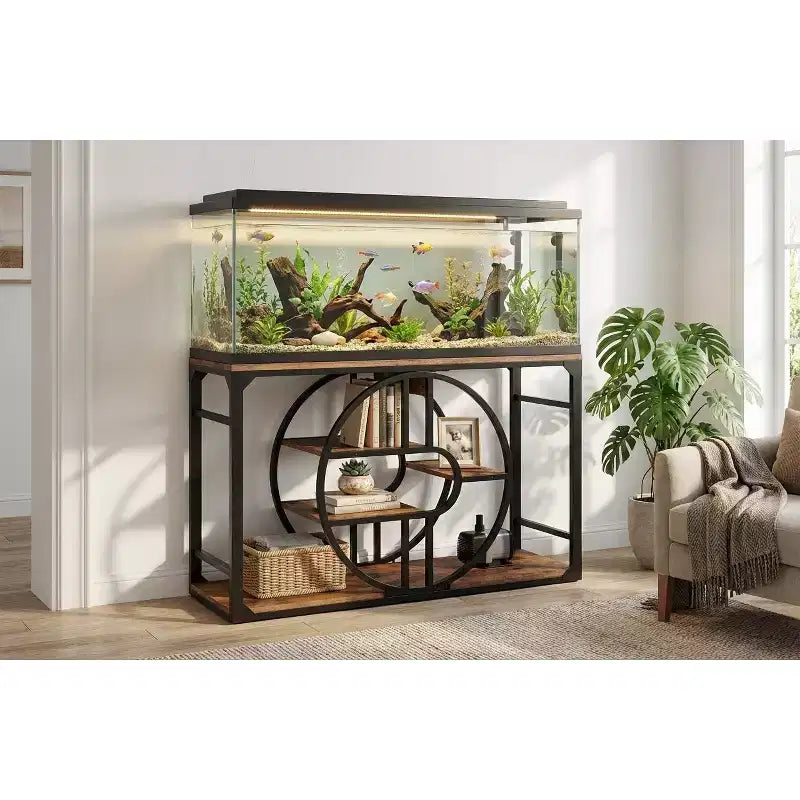 Support métallique pour aquarium de 55 à 75 gallons, support robuste pour aquarium avec armoire de rangement, support pour aquarium à plusieurs niveaux avec pieds renforcés, convient