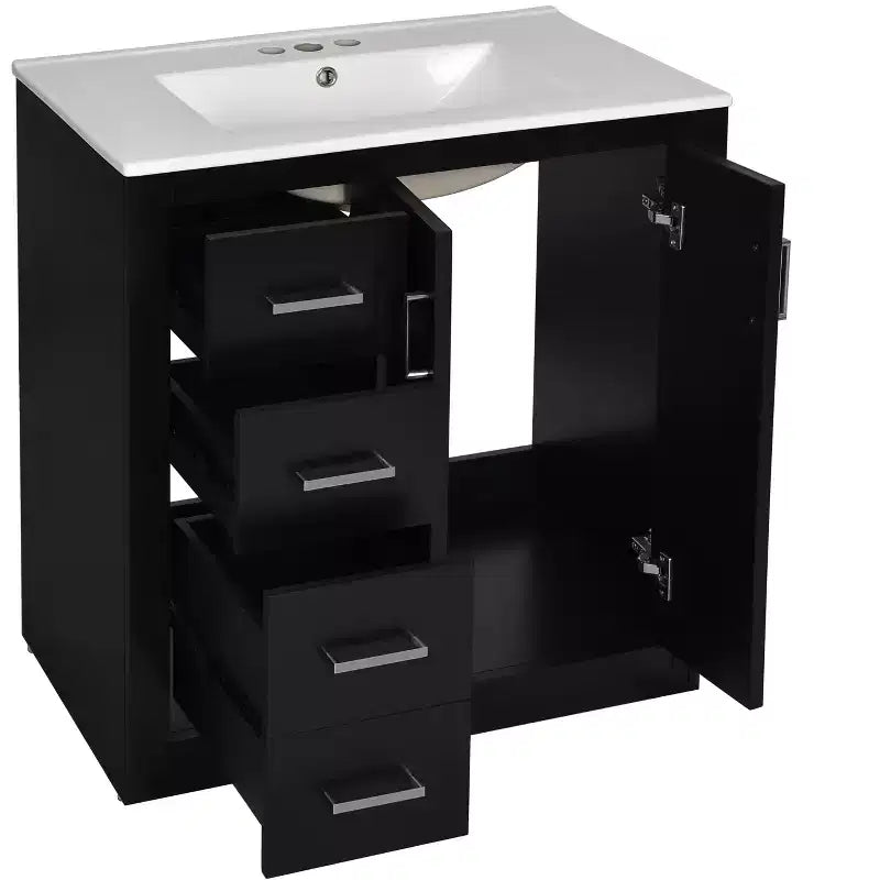 Mobile bagno da 30 con lavabo singolo, mobiletto e 3 cassetti - Nero / Blu / Verde / Indaco / Bianco
