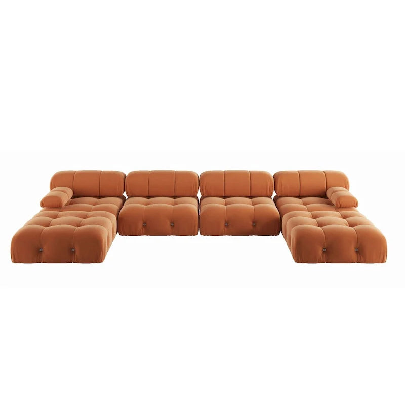 138  Convertible Modular Sectional Sofa, U-Shaped Minimalist Velvet Sofas Couches