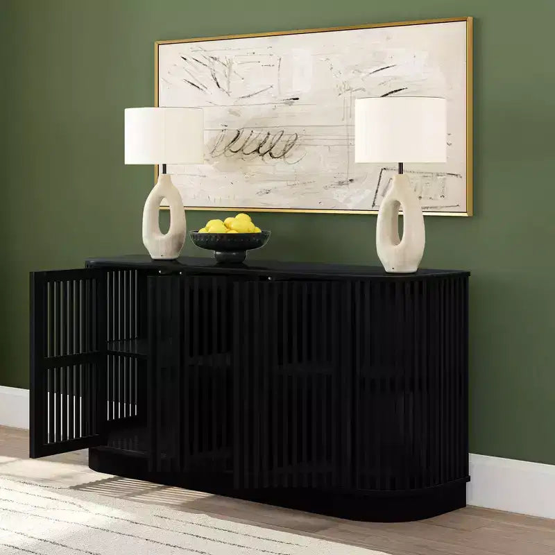 Plank+Beam Contour Sideboard aus Massivholz mit 3 Türen, 59-Zoll-TV-Ständer fürs Wohnzimmer