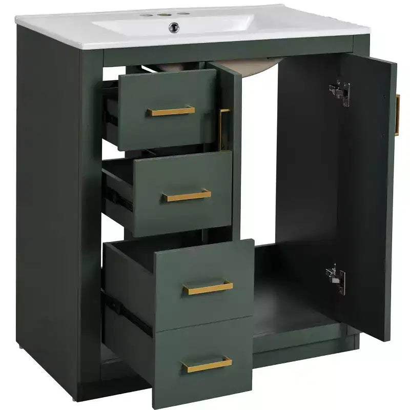 Mobile bagno da 30 con lavabo singolo, mobiletto e 3 cassetti - Nero / Blu / Verde / Indaco / Bianco