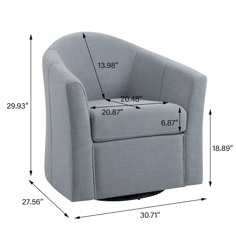 Set van 2 moderne gestoffeerde draaibare kuipstoelen voor de woonkamer