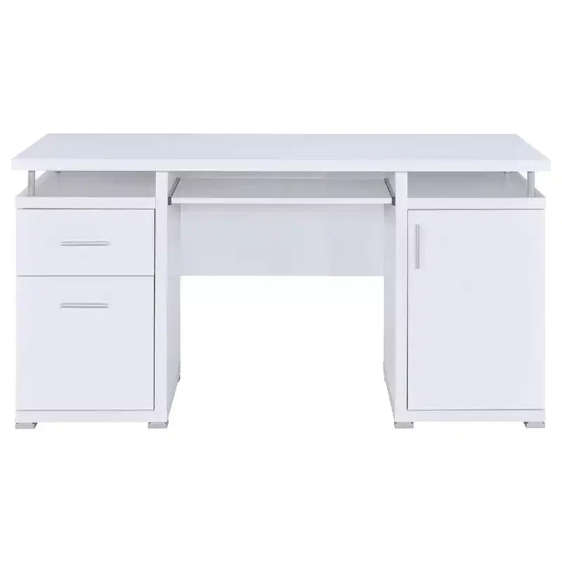 TUYOHW 55 houten bureau, computerbureau voor kantoor met 2 laden, 1 kast, 1 open vak, 1 deur, werkbureau voor thuiskantoor, studeerkamer en kleine ruimtes