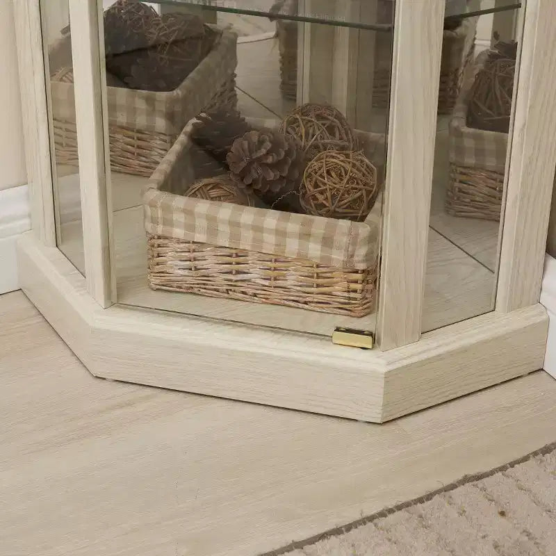 Vitrine d'angle avec portes et étagères en verre, meuble d'exposition d'angle pour le salon