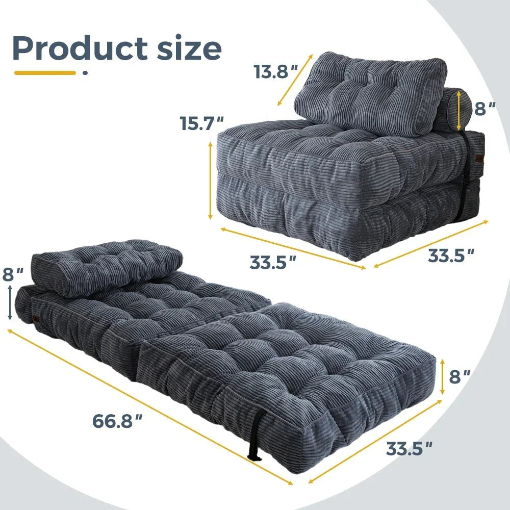 Sofá-cama dobrável de bombazina 8, individual