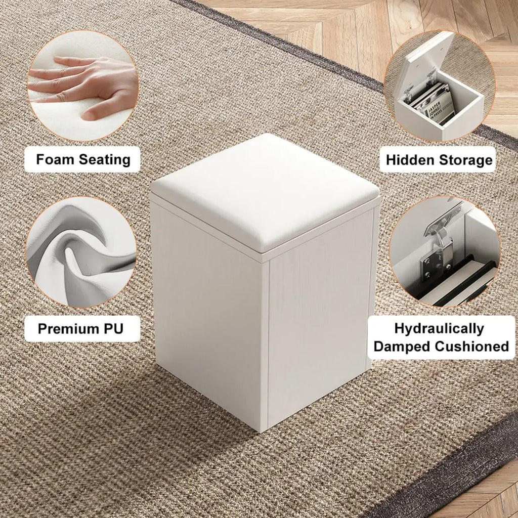 Table basse pliable à plateau relevable avec 4 tabourets et espace de rangement