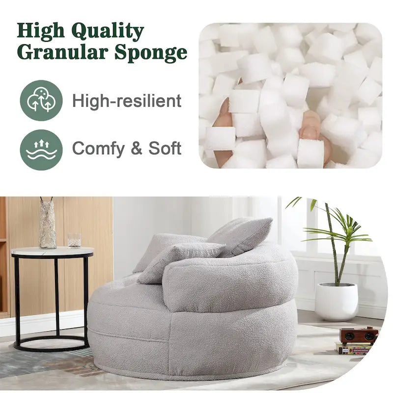 Round Lazy Sofa Chair ¨C White/Blue/Grey/Yellow/Orange/Rose Red/Navy/Green, Single & Couple Seat