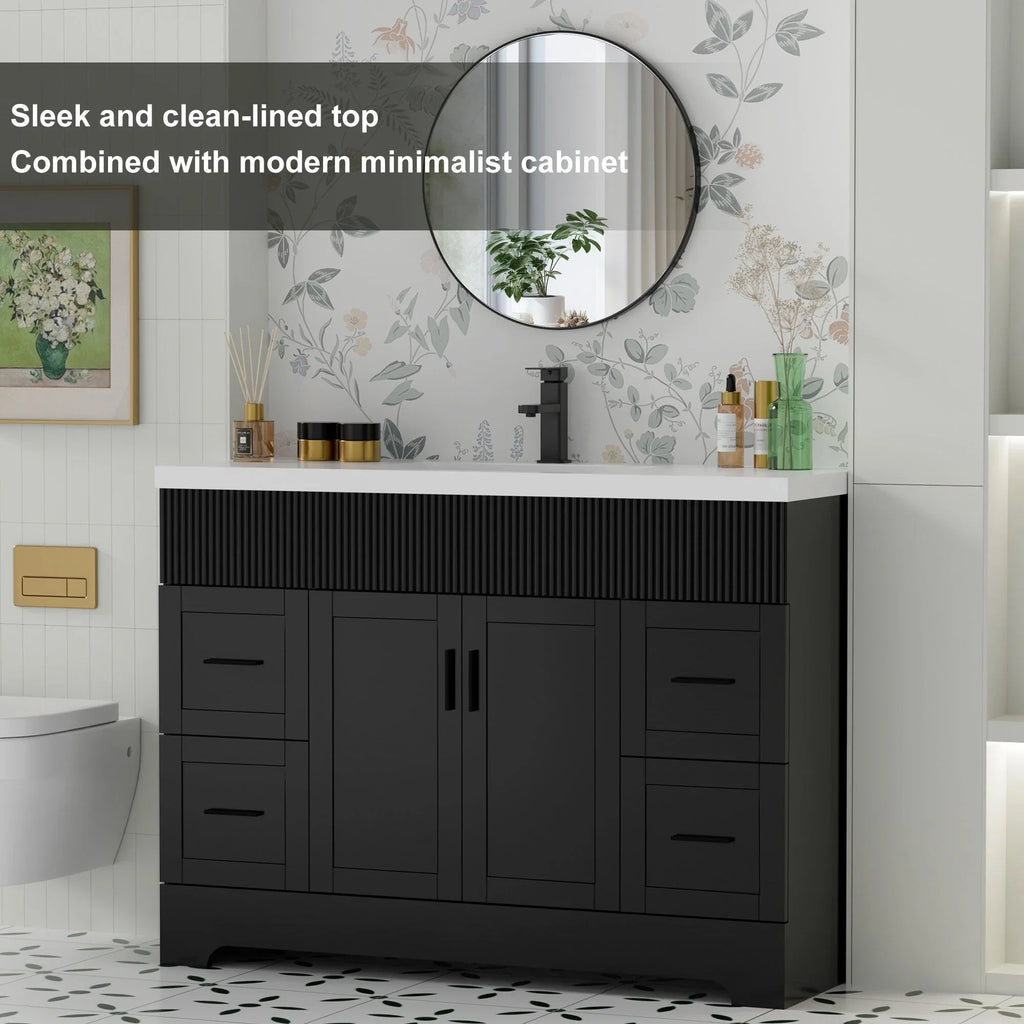 Conjunto de móvel de casa de banho Wavy Line 30/36/48 com lavatório e torneira