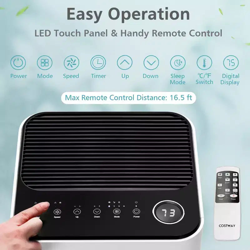 Costway tragbare Klimaanlage mit 8000 BTU, 3-in-1-Luftkühler mit Ventilator, Entfeuchtungs- und Schlafmodus