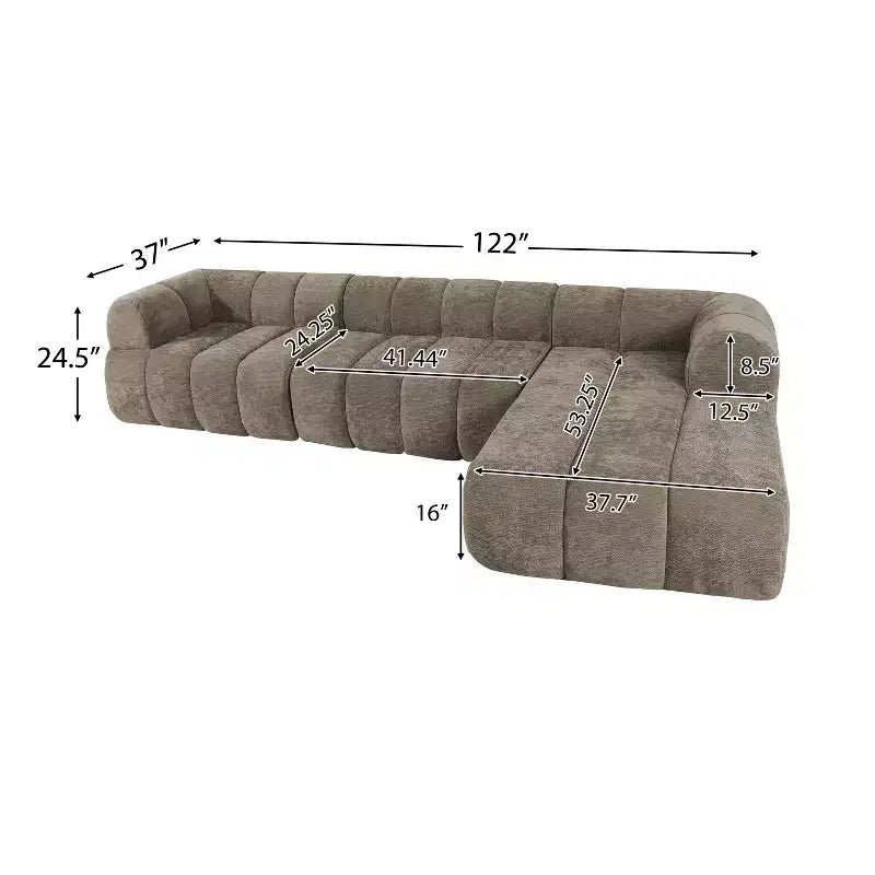Christopher Knight Home Keri 122 nowoczesna narożna sofa segmentowa w kształcie litery L z pianką o wysokiej gęstości i niskim oparciem