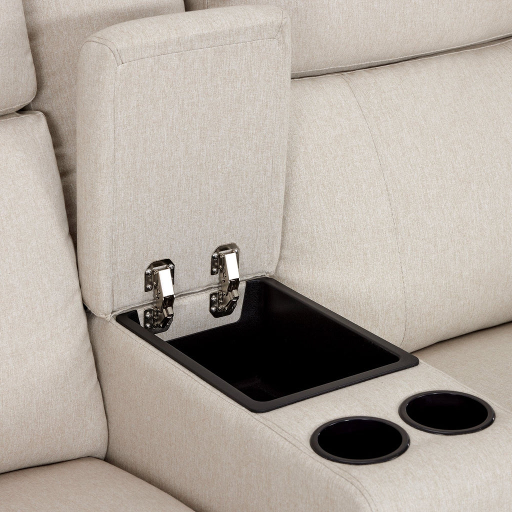 MCombo 60.2 elektrisches 2-Sitzer-Sofa mit Relaxfunktion, Massage und zweifacher Wärmefunktion, verstellbarer Kopfstütze, USB- und Typ-C-Anschluss, Stoff