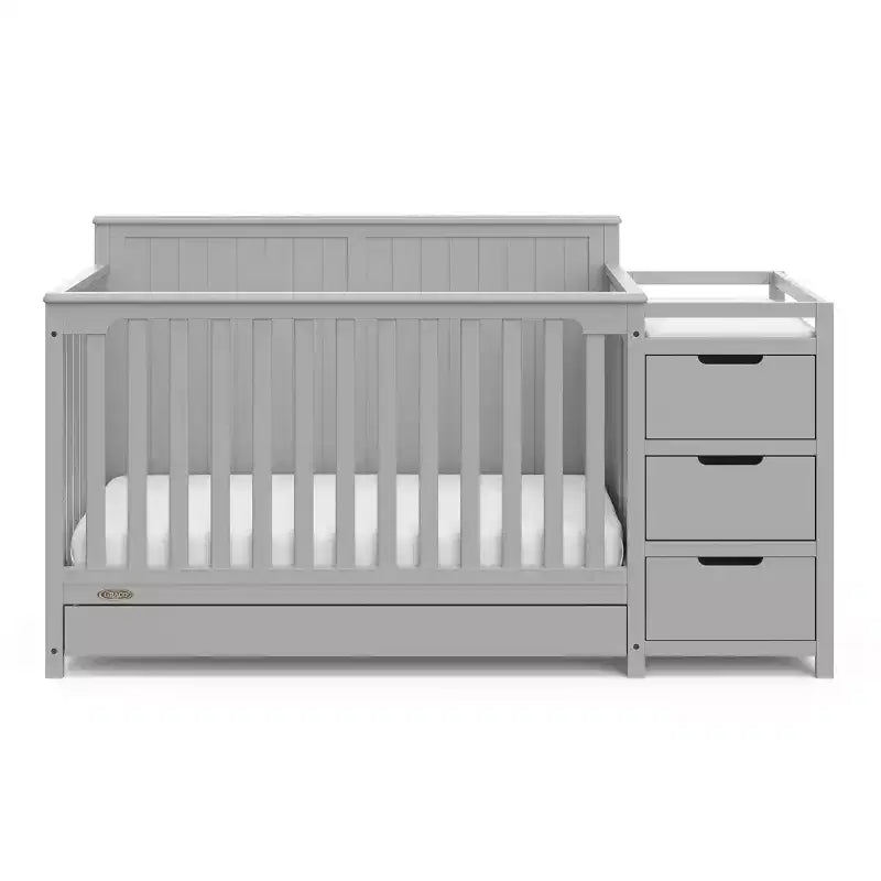 Lit bébé convertible 5-en-1 et table à langer avec tiroir