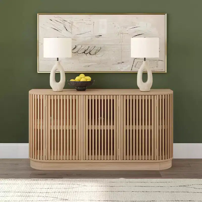 Plank+Beam Contour Sideboard aus Massivholz mit 3 Türen, 59-Zoll-TV-Ständer fürs Wohnzimmer