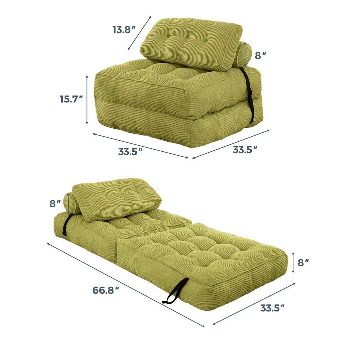 Sofá-cama dobrável de bombazina 8, individual