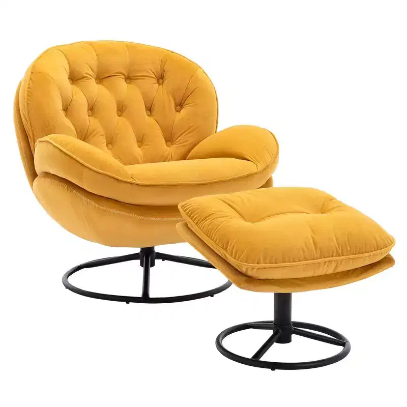 Poltrona de destaque em veludo Okak com repousa-pés, cadeira moderna sem braços para sala de estar, estilo de meados do século, macia e confortável para ver televisão e jogar