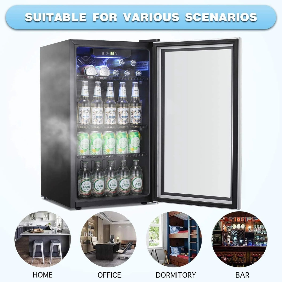 Frigorifero refrigeratore per bevande - mini frigorifero da 120 lattine con porta in vetro