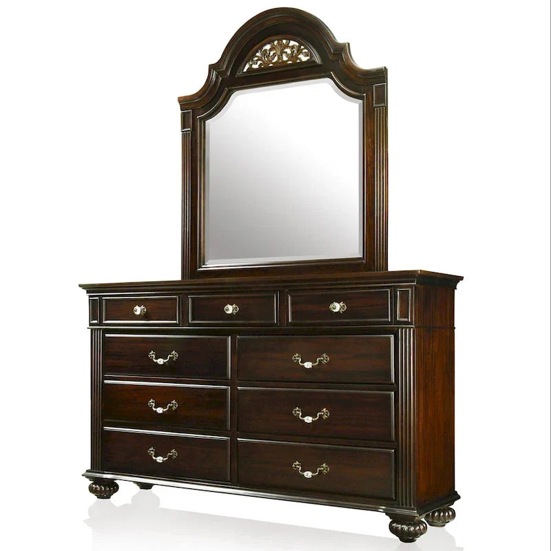 Vame traditionele 2-delige ladekast met 9 laden en spiegel, set van Furniture of America