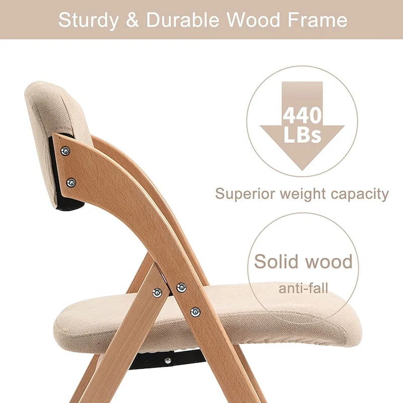 Chaises pliantes de salle à manger en bois empilables avec assises rembourrées (lot de 4)