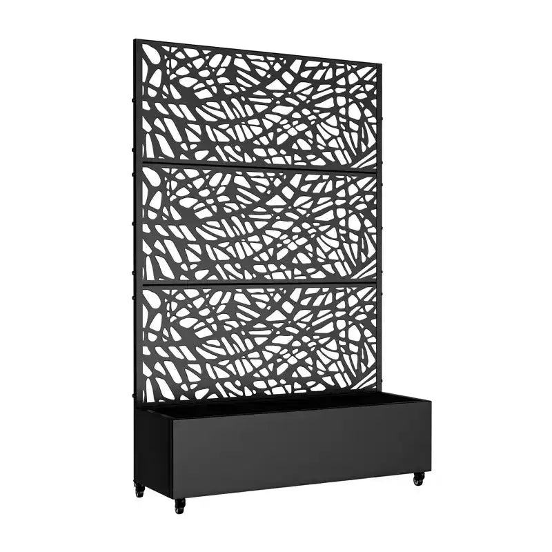 Jardinière MAYEERTY avec treillis, filet en fer noir, style 01, 72x47x16 po, ensemble de 3 pièces