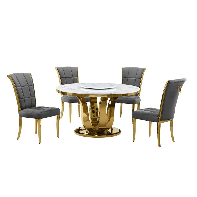 Best Quality Furniture D325-SC324-7 5-teiliges rundes Esszimmer-Set