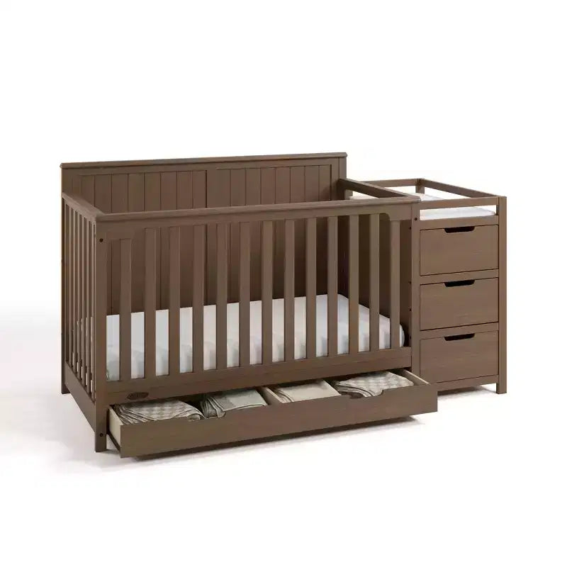 Lit bébé convertible 5-en-1 et table à langer avec tiroir