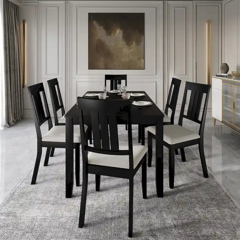 CraftPorch klassisches 7-teiliges Esszimmer-Set aus Holz