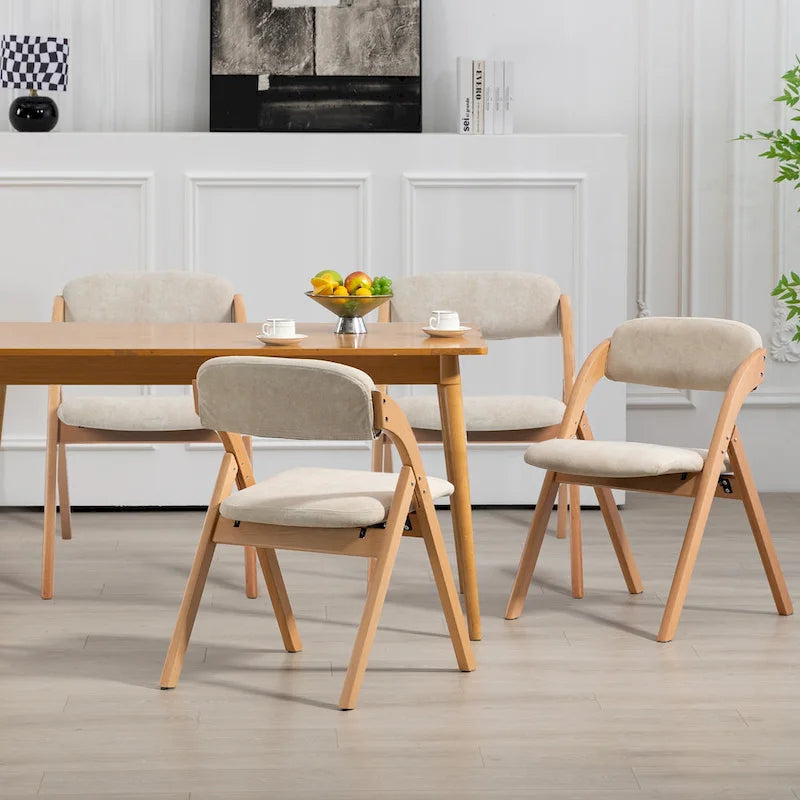 Chaises pliantes de salle à manger en bois empilables avec assises rembourrées (lot de 4)