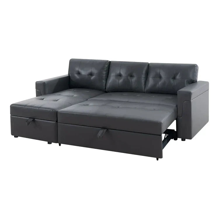 Convertible Reversible Sectional Sofa with Pull-Out Sleeper Bed, Hidden Storage Chaise, and Durable Legs