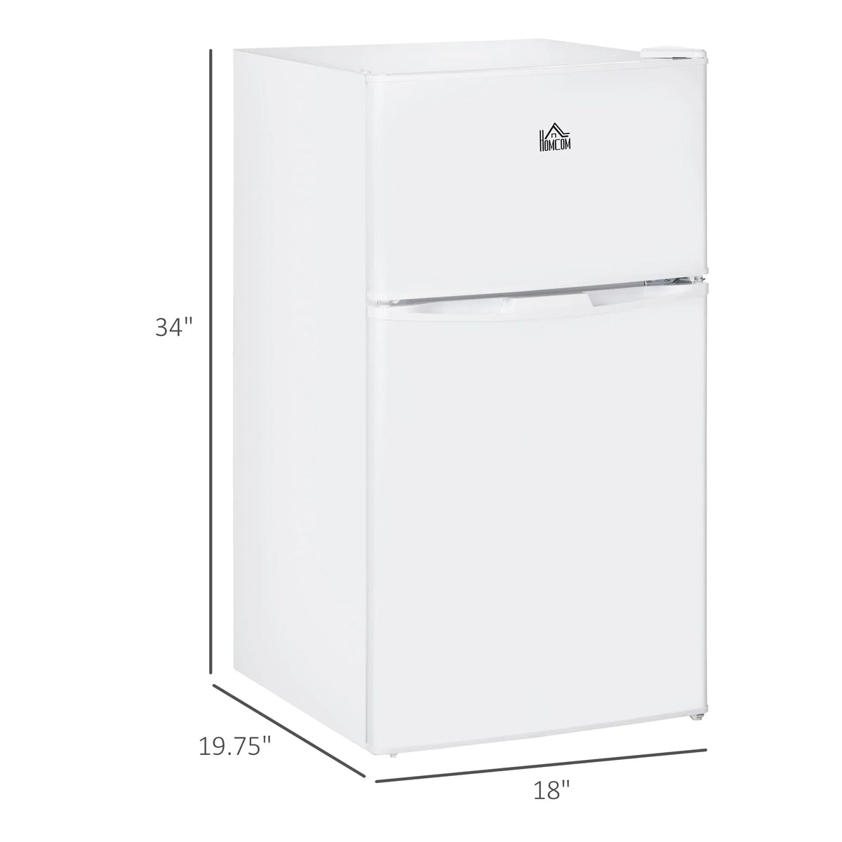 HOMCOM Mini-Kühlschrank mit Doppeltür und Gefrierfach, kompakter Kühlschrank mit 3,2 Kubikfuß Fassungsvermögen, verstellbarem Einlegeboden und verstellbarem Thermostat