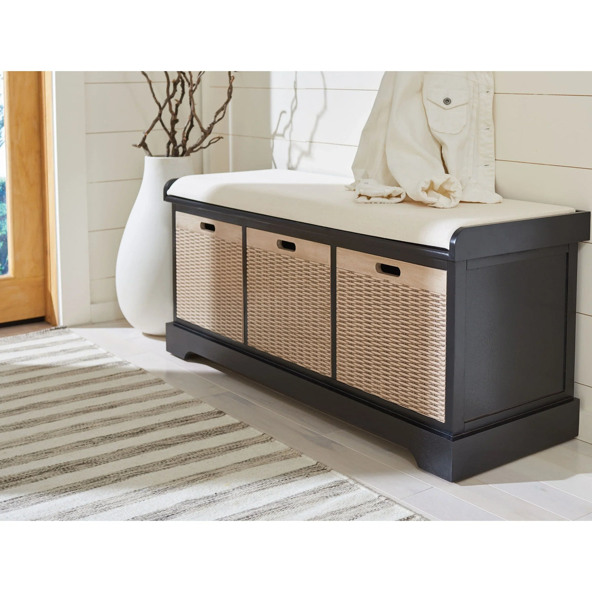 Panca contenitore SAFAVIEH Fiorello con 3 cassetti e cuscino - 47.3 W x 15 L x 19 H - 47Wx15Dx19H