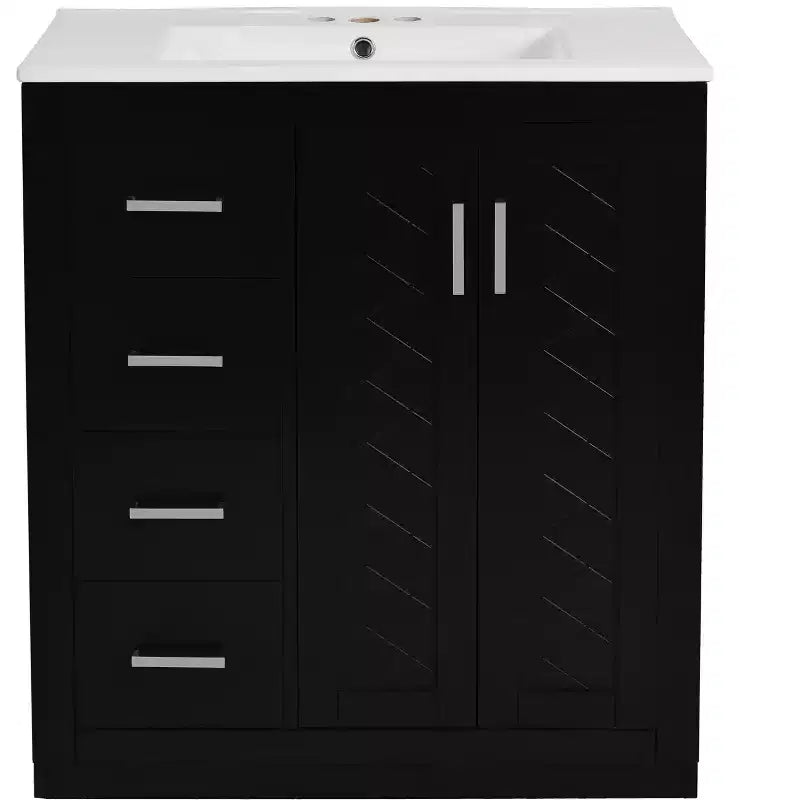Mobile bagno da 30 con lavabo singolo, mobiletto e 3 cassetti - Nero / Blu / Verde / Indaco / Bianco