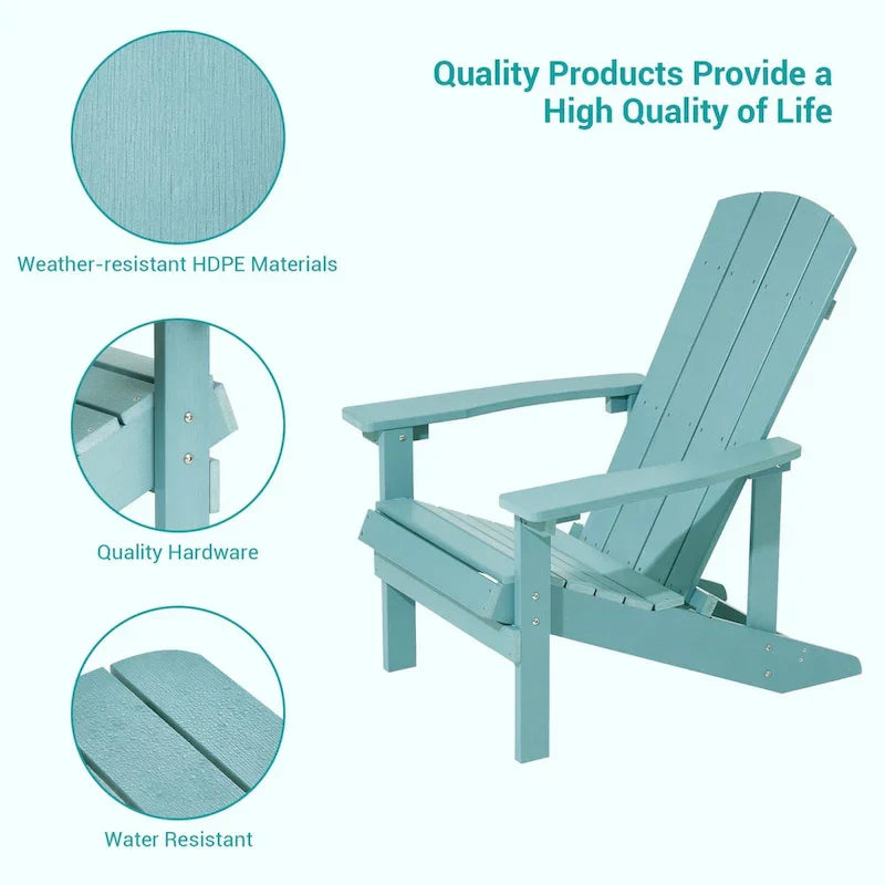 Bonosuki wetterfeste Adirondack-Stühle aus Holz für den Außenbereich, 4er-Set
