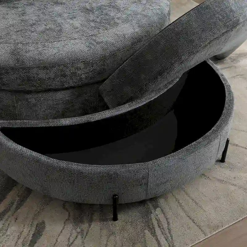 Modern Sofa Chair Round Accent Barrel Chair With 5 Pillows and Optional Ottoman