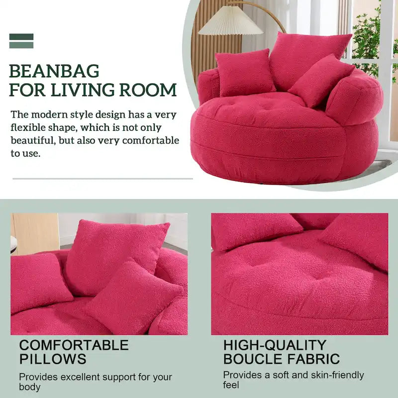 Round Lazy Sofa Chair ¨C White/Blue/Grey/Yellow/Orange/Rose Red/Navy/Green, Single & Couple Seat