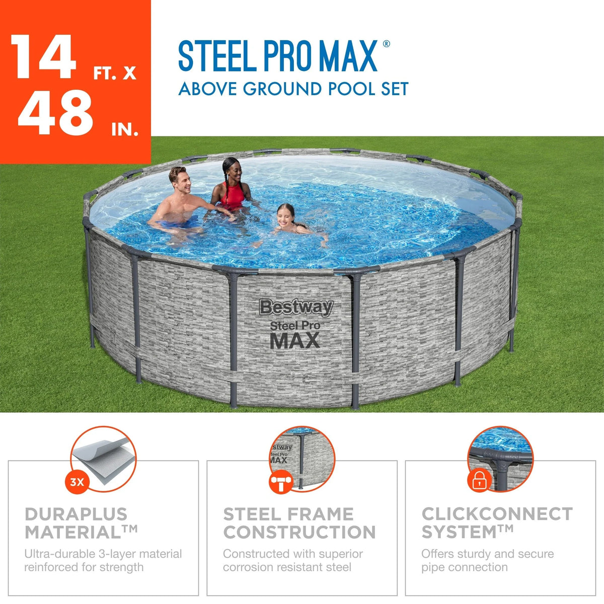 Piscine ronde hors sol Bestway Steel Pro MAX en acier avec pompe et couverture
