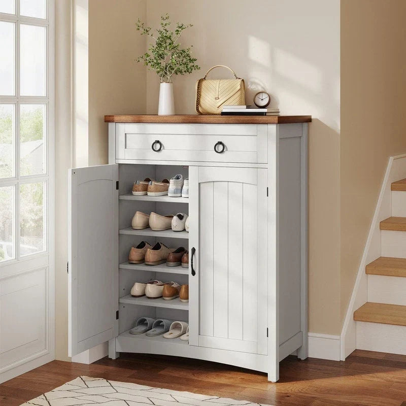 Moasis 5-tier 20 Pair Shoe Storage Cabinet with Double Doors for Entryway